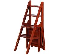 Sedia a scala pieghevole in legno con doppio utilizzo: sedia a scala e sgabello da biblioteca. Sedia a scala pieghevole convertibile in legno massello di pino per la biblioteca domestica (Colore: