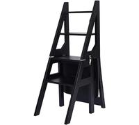 Sedia a scala pieghevole in legno massello - Sgabello pieghevole multiuso a 4 gradini e scala a gradini - Supporto decorativo per fiori decorativo a doppio uso (colore: B)