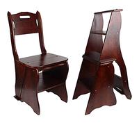 Sedia a Scala Pieghevole in Legno per Biblioteca, 2 in 1, Sgabello Multifunzionale Leggero e Portatile, Sgabello a 4 gradini, Scale a pioli a Doppio Uso, Supporto per Esposizione e