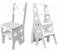 Sedia a Scala Pieghevole in Noce 4-Step, Sgabello Multifunzionale Portatile con Design salvaspazio per l'esposizione Domestica e Facile Accesso a scaffali elevati