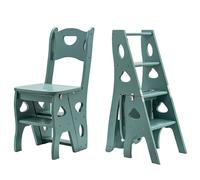 Sedia a Scala Pieghevole in Noce 4-Step, Sgabello Multifunzionale Portatile con Design salvaspazio per l'esposizione Domestica e Facile Accesso a scaffali elevati