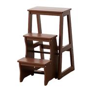 Sedia a scaletta in legno a 3 gradini, sgabello multifunzione con espositore portaoggetti e portafiori, portatile e salvaspazio, supporta fino a 100 kg, ideale per l'uso in casa e in bibliot