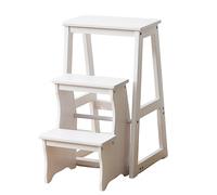 Sedia A Scaletta In Legno A 3 Gradini - Sgabello Multifunzione Per La Casa - Sgabello Contenitore Ribaltabile - Espositore E Portafiori Per Uso Domestico E Bibliotecario - Salvaspazio Portatile - Può