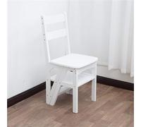 Sedia a scaletta pieghevole a 4 gradini, colore bianco, sgabello convertibile in legno per casa e cucina, design salvaspazio, perfetta per biblioteca, facile da riporre e versatile