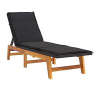 Sedia a sdraio da giardino in legno di acacia massiccio con cuscino in | Legno duro tropicale, rattan poli resistente, facile manutenzione, montaggio con istruzioni per l'uso piscina terrazza