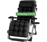 Sedia a sdraio da giardino pieghevole, comoda, extra larga, reclinabile a gravità zero, pieghevole, regolabile, con cuscini, supporto 199,6 kg, sedia multifunzione (colore grigio, nero