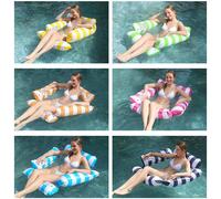 Sedia a sdraio gonfiabile a 4 tubi in rete, amaca per adulti, braccioli a righe, galleggiante pieghevole, elementi essenziali da spiaggia, accessori da spiaggia, galleggiante per piscina verde,blu,ros