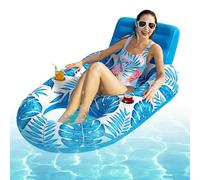 Sedia a sdraio gonfiabile per piscina | Design foglia d'acero con portabicchieri, ideale per prendere il sole in giardino, godersi la piscina coperta, viaggiare in spiaggia o per una vacanza flotta