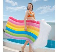 Sedia a sdraio gonfiabile spessa a forma di nuvola arcobaleno a sette colori con fiori (Nota: aggiungere una pompa a pedale) Aspetto unico ed elegante: con un vivace motivo arcobaleno e 2 schienali a 