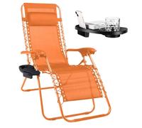 Sedia a Sdraio Gravità 0 Arancio Poltrona Giardino Reclinabile Vassoio 9458