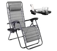 Sedia a Sdraio Gravità Zero Grigio Poltrona Giardino Reclinabile con Vassoio