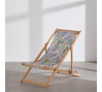 Sedia a sdraio in legno di eucalipto e tela in poliestere riciclato con stampa floreale