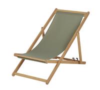 Sedia a sdraio in legno di eucalipto e tela in poliestere riciclato verde kaki