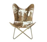 Sedia A Sdraio In Pelle Di Mucca Vintage Fatta A Mano A Farfalla Pieghevole
