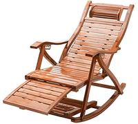 Sedia a sdraio leggera di grandi dimensioni, sedia a dondolo in bambù, sedie a sdraio per esterni, reclinabile portatile pieghevole con braccioli, cuscino per massaggio ai piedi, supporto pe