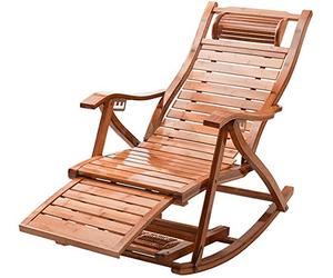 Sedia a sdraio leggera di grandi dimensioni, sedia a dondolo in bambù, sedie a sdraio per esterni, reclinabile portatile pieghevole con braccioli, cuscino per massaggio ai piedi, supporto pe
