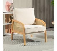 Sedia a sdraio moderna HOMCOM con bracciolo in rattan carico 120 kg Beige