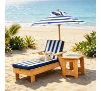 Sedia A Sdraio Per Bambini Da Esterno, Cuccia Per Cani Da Esterno | Arredamento Da Giardino Moderno E Minimalista, Con Ombrellone E Tavolino, Per Piscina, Spiaggia E Cortile(Blue)
