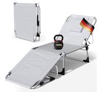 Sedia a sdraio pieghevole, da giardino esterno, lettino da spiaggia pieghevole con sacchetto, poggiatesta e foro per il viso, schienale regolabile, poltrona relax, sedia da campeggio, piscina