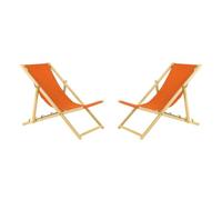 Sedia a sdraio pieghevole in legno, set da 2 pezzi, colore arancione, pieghevole, pieghevole, regolabile, per giardino, spiaggia e balcone, sdraio da giardino con rivestimento in tessuto traspirante,