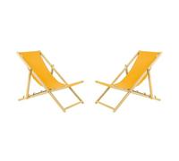 Sedia a sdraio pieghevole in legno, set da 2 pezzi, colore giallo, sdraio pieghevole e regolabile, per giardino, spiaggia e balcone, sdraio da giardino con rivestimento in tessuto traspirante, tessuto