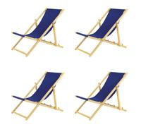 Sedia a sdraio pieghevole in legno, set da 4 pezzi, colore blu, pieghevole e regolabile, per giardino, spiaggia e balcone, sdraio da giardino con rivestimento in tessuto traspirante, tessuto misto