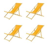 Sedia a sdraio pieghevole in legno, set da 4 pezzi, colore giallo, pieghevole, pieghevole, regolabile, per giardino, spiaggia e balcone, sdraio da giardino con rivestimento in tessuto traspirante,