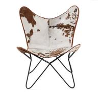 Sedia A Sdraio Pieghevole In Pelle Di Vacca Vintage Con Accento Moderno