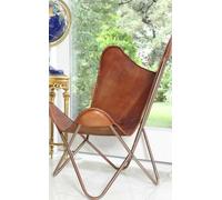 Sedia A Sdraio Vintage In Pelle A Farfalla Con Struttura Pieghevole E Relax