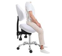 Sedia a sella con sollevamento a gas idraulico e supporto for schienale inclinabile, seduta ergonomica e confortevole for salone di bellezza, sella resistente for massaggi estetici dentali(White)