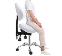 Sedia a sella con sollevamento a gas idraulico e supporto for schienale inclinabile, sgabello ergonomico con rotelle for salone di bellezza, sgabello a sella resistente for massaggi estetici dentali(W