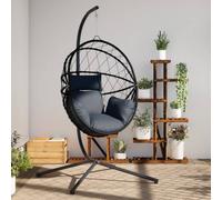vidaXL Sedia a Uovo Sospesa con Supporto Antracite Polyrattan/Acciaio