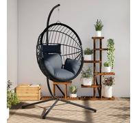 vidaXL Sedia a Uovo Sospesa con Supporto Antracite Polyrattan/Acciaio