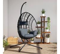 vidaXL Sedia a Uovo Sospesa con Supporto Antracite Polyrattan/Acciaio