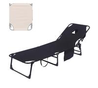 Sedia abbronzante con foro per il viso, reclinabile a 3 livelli, regolabile, con cuscino e tasca laterale, per spiaggia, campeggio e patio