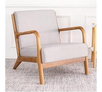 Sedia Accent per Soggiorno, Poltrona in Tessuto Comoda, Divano Sedia Imbottito Moderno della metà del Secolo Sedia da Lettura Singola con Gambe in Legno Massello per Camera da Le, Light Gray