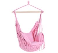 Sedia amaca a dondolo sospesa in cotone rosa Bonea