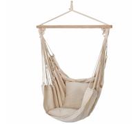 Stuoia pensile poltrona altalena cestino struttura in legno cuscini in tessuto giardino balcone mobili da terrazza Beige