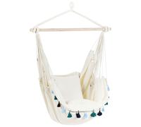 Sedia amaca sospesa in cotone beige e blu Varena