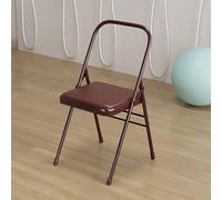 Sedia Ausiliaria per Yoga,Sedia Yoga Senza Schienale,Sedia Yoga Pieghevole Portatile con Copri Piedini Antiscivolo,Pelle PU,Design A Doppia Trave,Sedia Yoga Iyengar, Nero, Brown