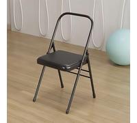 Sedia Ausiliaria per Yoga,Sedia Yoga Senza Schienale,Sedia Yoga Pieghevole Portatile con Copri Piedini Antiscivolo,Pelle PU,Design A Doppia Trave,Sedia Yoga Iyengar, Nero,Black
