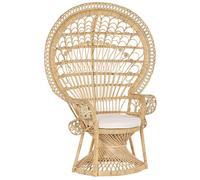Sedia Beige in Rattan con Schienale Alto da Esterno o Interno Emmanuelle