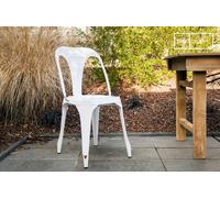 Sedia bianca in metallo, stile scandinavo, 40x50x84 cm, design industriale minimalista e moderno