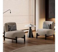 Sedia Boucle con set di tavolini rotondi in ardesia, poltrona moderna di lusso singola for il tempo libero, set di mobili d'attesa for salone di bellezza, hall dell'hotel, balcone del soggiorno(B)
