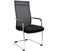 Sedia Cantilever con Braccioli Brenda I Sedia Sbalzo in Rete E Metallo I Sedia Ospiti Conferenze Imbottita I Sedia Ufficio Max Carico 110 kg, Colore:Nero