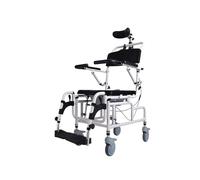 Sedia comoda da comodino 4 in 1, sedia comoda da doccia con seduta imbottita, braccioli ribaltabili, poggiapiedi, inclinazione regolabile a 45°, multifunzionale con vasino e sedia a rotelle da bagno