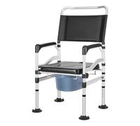 Sedia Comoda Doccia 3-in-1, WC da Comodino Robusto con Gambe Regolabili per Anziani e disabili,Nero