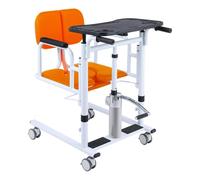 Sedia comoda multifunzionale for pazienti domestici, sedia for trasferimento di sollevamento for anziani, sedia a rotelle portatile 4 in 1 for il sollevamento dei pazienti, sedile diviso a 180°(Orange