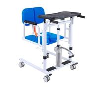Sedia comoda multifunzionale for pazienti domestici, sedia for trasferimento di sollevamento for anziani, sedia a rotelle portatile 4 in 1 for il sollevamento dei pazienti, sedile diviso a 180°(Blue)