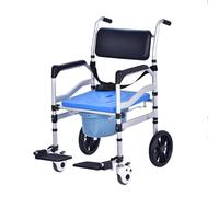 Sedia Comoda Per Anziani con Ruote,Sedia WC Pieghevole Sedia da Doccia Sedia Mobile Bagno Sedia Comoda WC Rotelle in Alluminio,Sedia da Trasporto a Rotelle Altezza Regolabile per Pazienti (E)